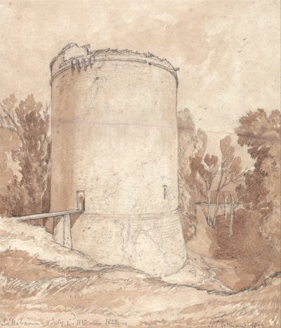 Torre redonda, castillo de Lillebonne, Normandía de John Sell Cotman